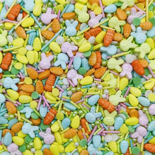 Easter Sprinkles Rabbit & Carrot & Eggs Cake Decorations Topper Edible Themed Sprinkles for Cake (4.58 Ounce)