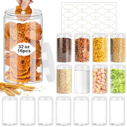 32 OZ Plastic Jars with Lids (16 Count)