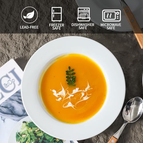 Ceramic Soup Bowls Shallow Plates (4 Count)