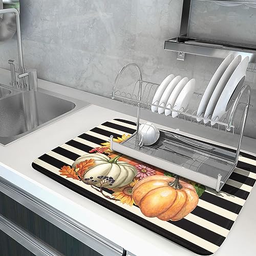 Sunflower Pumpkin Dish Drying Mat for Kitchen Counter