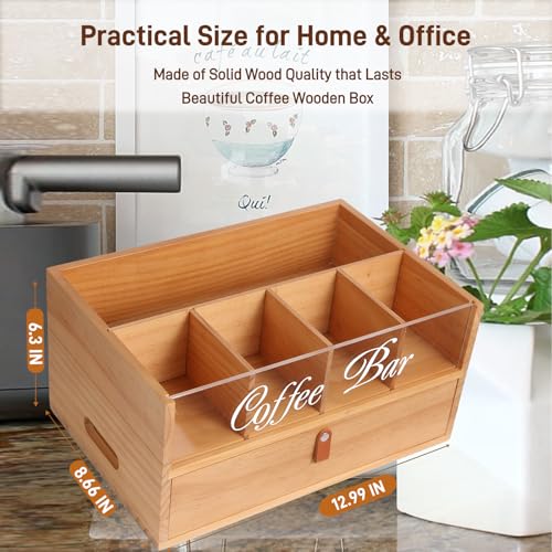 2 Tier Coffee Bar Organizer with Clear Acrylic Top