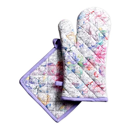 100% Cotton Oven Mitt & Pot Holder Set