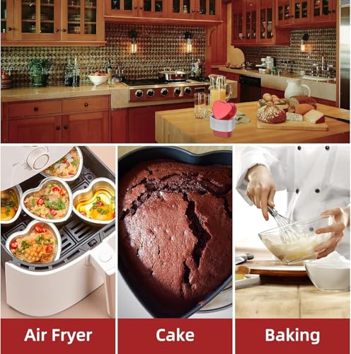 Min Cake Pans 3.5oz Aluminum Foil Heart Cake Pan with Lids (50 Count)