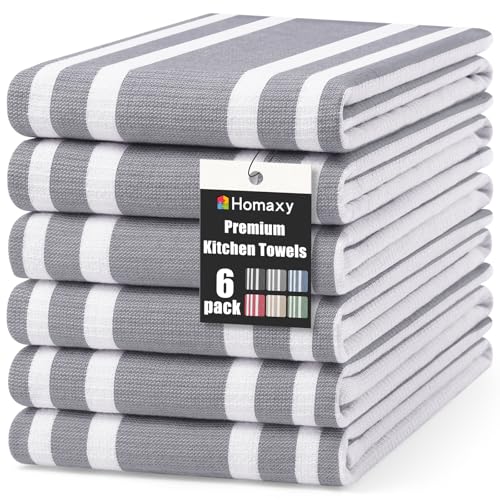 Premium Cotton Stripe Kitchen Towels 6 Pack (6 Count)