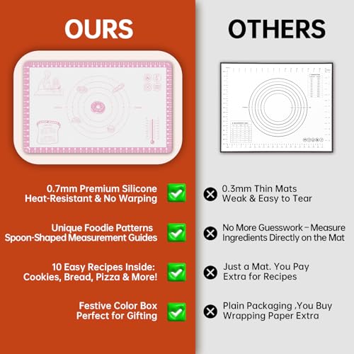 Non Slip Silicone Baking Mat With 10 Useful Recipes