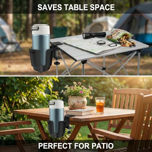 Large Desk Cup Holder Clamp with Metal Mount for 3.26" Water Coffee Bottles