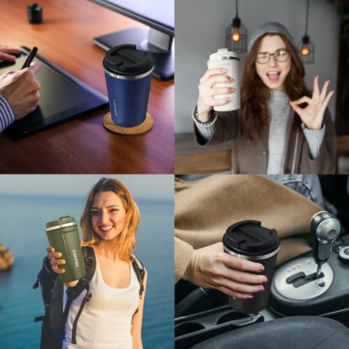 4 Pack Travel Coffee Mug 12oz Insulated Coffee Cup with Lid (4 Count)