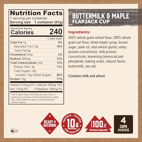 Protein Pancake On The Go Flapjack Cups Mix; Buttermilk
