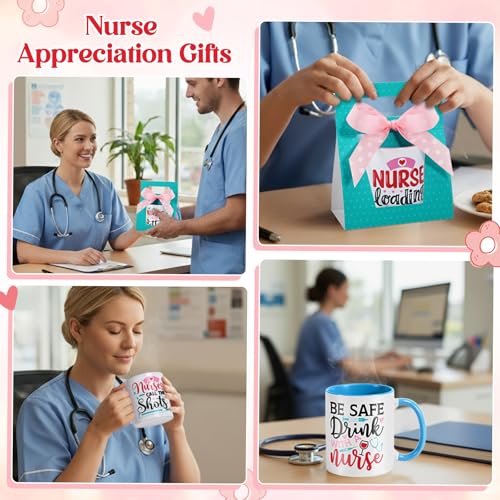 6 Sets Nurse Appreciation Gifts 12 oz Thank You Mug with Mug Boxes Ribbon 2026 Nurses Week Gifts Ceramic Coffee Cup with Handle for Women RN Assistant Doctor (6 Count)