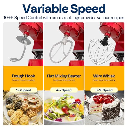 6-in-1 Stand Mixer, 8.5-Quart Tilt-Head Mixer, 10 Speeds, Red