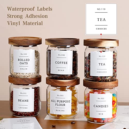 16 OZ Stackable Glass Food Storage Jars with 132 Pantry Labels Preprinted