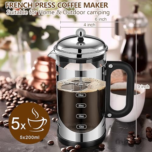 34 Ounce French Press Coffee Maker Chromium Stainless Steel Coffee Press