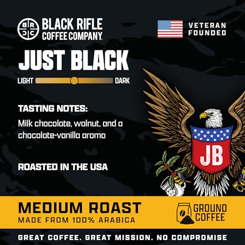 Black Rifle Coffee Medium Roast Ground Coffee Just Black 18 oz (18 Ounce)
