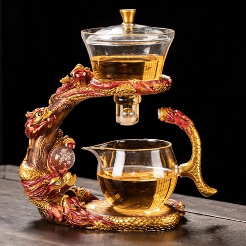 Glass Teapot Set with Infuser Semi Automatic Dragon Tea Set