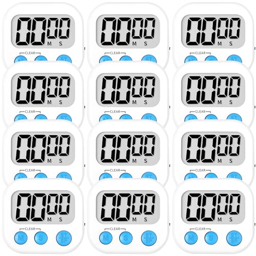 Digital Kitchen Timers for Cooking Kids White 12 Pack (12 Count)