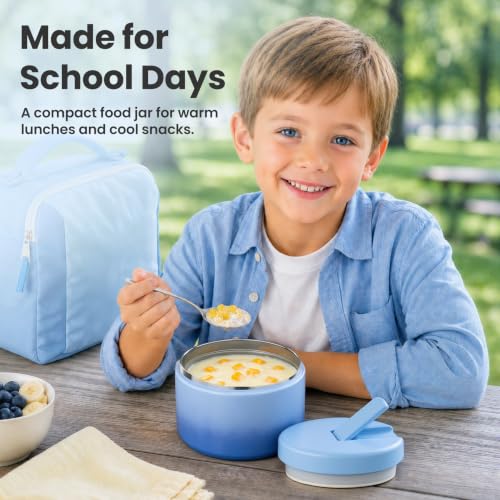 12oz Insulated Vacuum Food Jar with Buckle Lid Wide Mouth Soup Thermo for Hot Food Kids Leakproof Stainless Steel Lunch Container