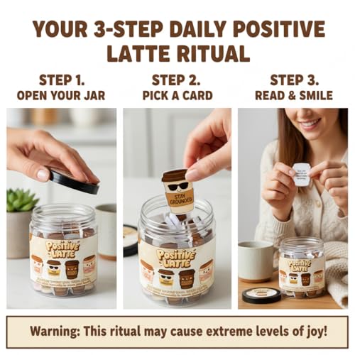 Positive Latte Jar with 60 Affirmation Cards