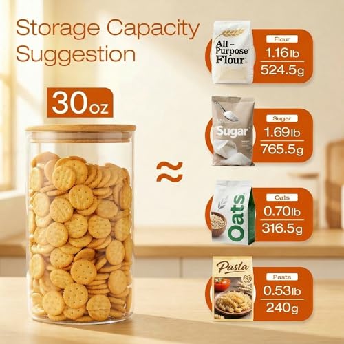 Glass Jars with Bamboo Lids 28 floz [Set of 8] (8 Count)