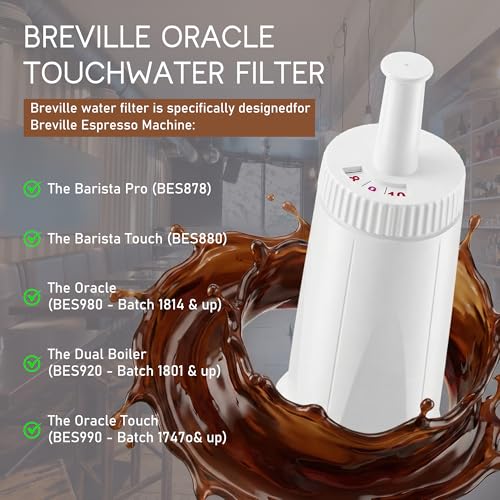 Water Filter Fit for Breville Espresso Barista Touch BES880 BES980 (8 Count)