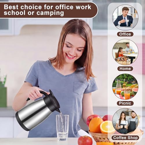 2 Pcs Thermal Coffee Carafe Insulated Stainless Steel Coffee Carafe for Hot Liquid Vacuum Thermal Pot Creamer Pitcher Dispenser with Brushes Keeping Hot Water Milk (2 Count)