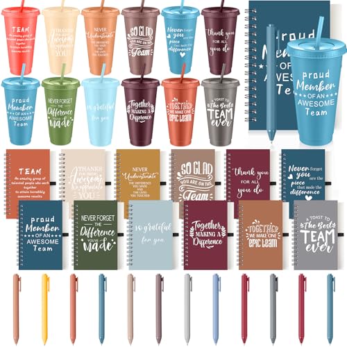 36 Pcs Employee Appreciation Gifts Bulk 24 oz Thank You Tumbler with Lid and Straw Mini Spiral Notebooks and Pens Appreciation Gifts for Team Employee Coworkers Teacher (36 Count)