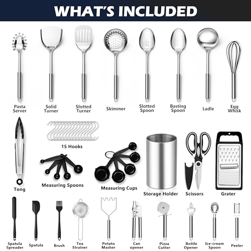 Stainless Steel Cooking Utensil Set (39 Count)