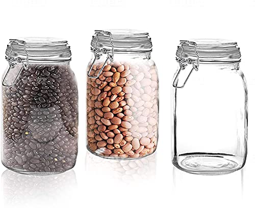 Set of 3 Glass Mason Jar with Airtight Lid 50 Ounces (3 Count)