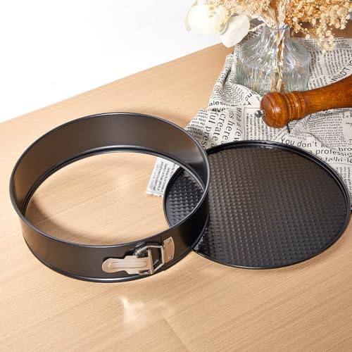 4 Pcs 10 Inch Non Stick Springform Pan with Removable Bottom Carbon Steel Round Springform Cheesecake Pan with Stainless Steel Spring Buckles for Baking Kitchens Restaurant (4 Count)