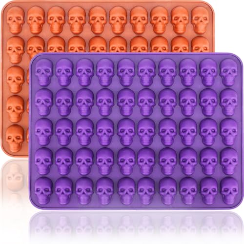 Mini Skull Molds Silicone Halloween for Candy Gummy Chocolate (2 Count)
