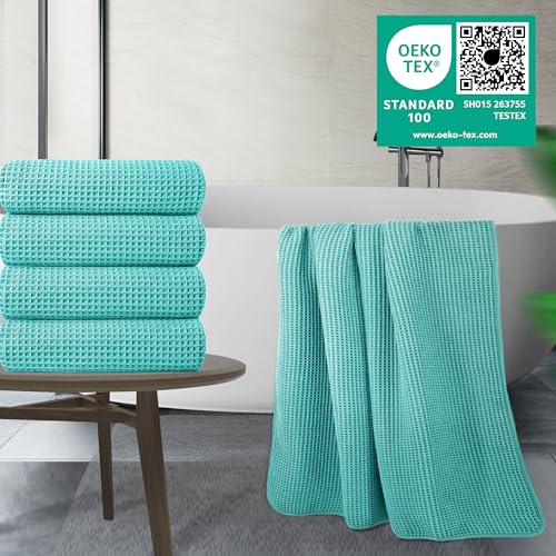430 GSM Poly Blend Microfiber Quick Dry Waffle Bath Towel (4 Count)