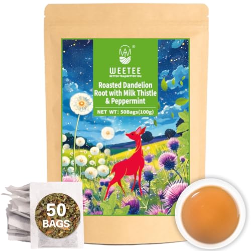 Roasted Dandelion Root Tea with Milk Thistle and Peppermint 50ct (50 Count)