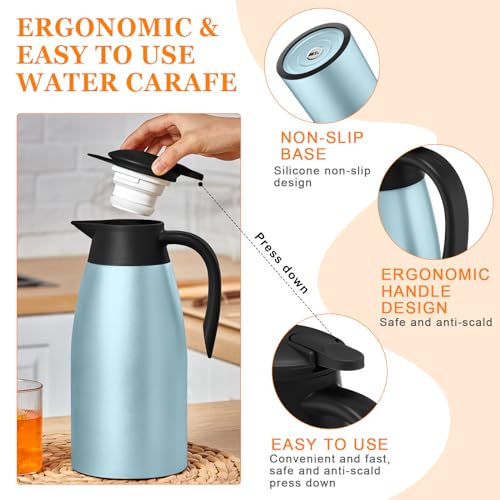 2 Pcs Thermal Coffee Carafe Insulated Stainless Steel Coffee Carafe for Hot Liquid Vacuum Thermal Pot Creamer Pitcher Dispenser with Brushes Keeping Hot Water Milk