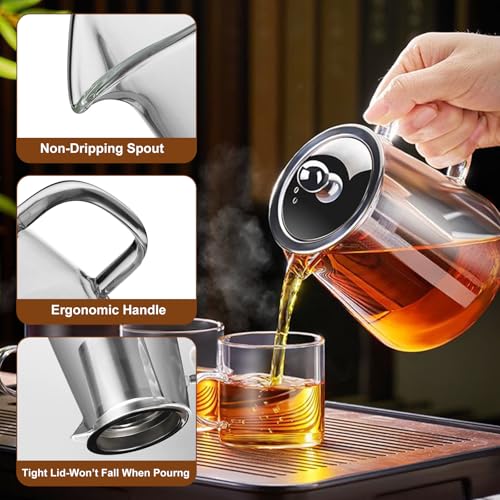 Glass Teapot Tea Pot with Removable Infusers for Loose Tea
