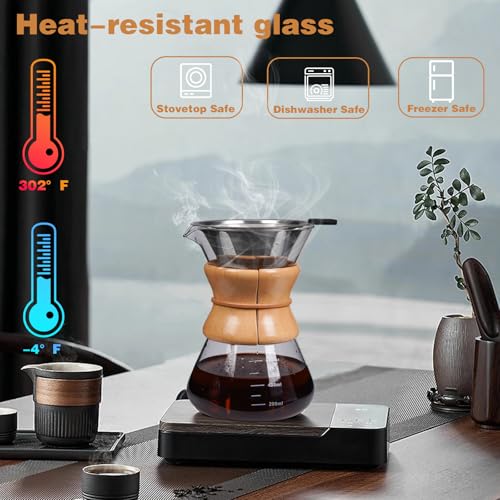 Pour Over Coffee Maker with Reusable Stainless Steel Drip Filter