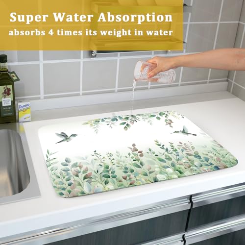 Hummingbird Dish Drying Mat for Kitchen Countertop