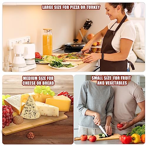 12 Packs Wooden Cutting Board Set with Handles Large Kitchen Serving Plain Chopping Board Bulk Gifts for Mom for Vegetables Meat Pizza Cheese Fruit Bread (12 Count)