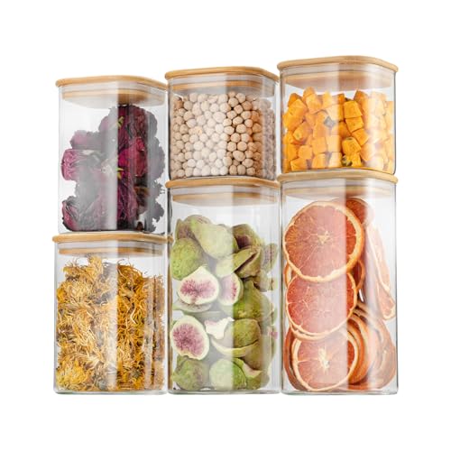 22oz/37oz/50oz Square Glass Storage Containers with Lids 6-Pack (6 Count)