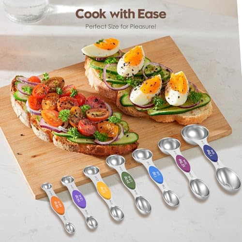 Magnetic Measuring Spoons Set with Measurement Markings (8 Count)