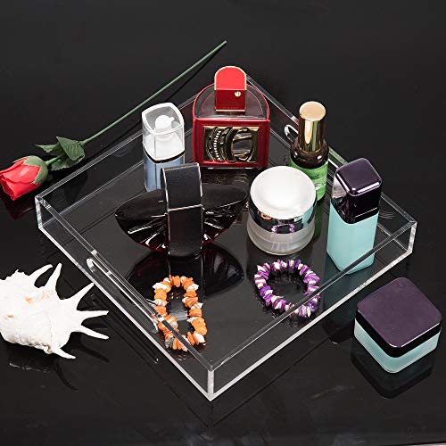Clear Sturdy Acrylic Serving Tray with Handles