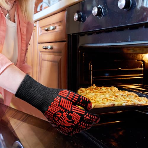 BBQ Gloves 1472°F Heat Resistant with Silicone Grip Oven Mitts (2 Count)