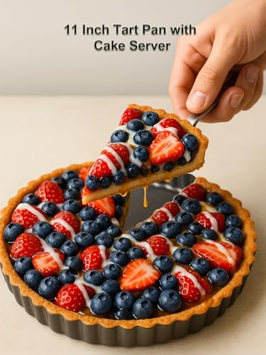 11 Inch Quiche Pans with Cake Server. Removable Bottom