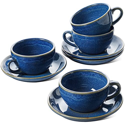8 oz Cappuccino Cups with Saucers (4 Count)