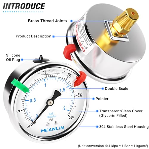 0~30Psi Liquid Filled Pressure Gauge 1