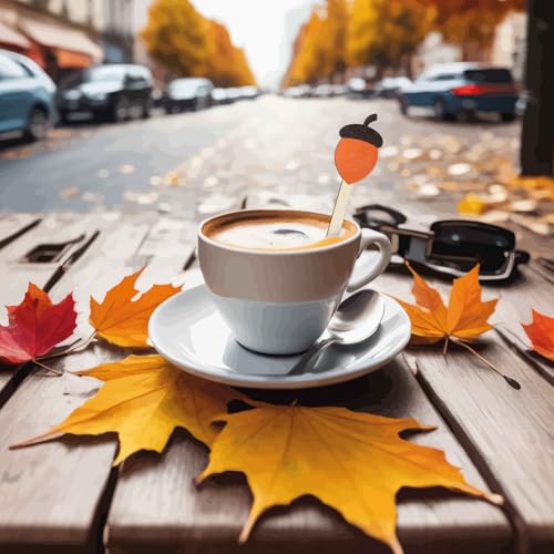 120 Pcs Thanksgiving Coffee Stirrers Fall Stir Sticks Wooden