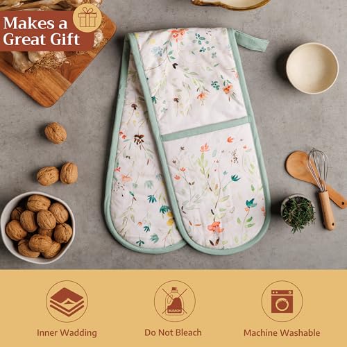 Double Oven Mitts 100% Cotton Double Oven Glove