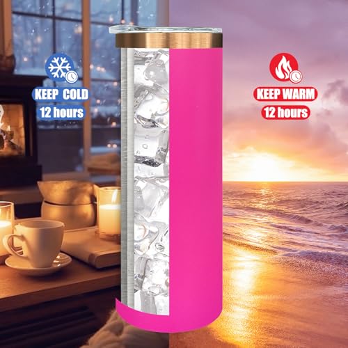 20 oz Skinny Tumblers Bulk with Lids and Straws Rosy