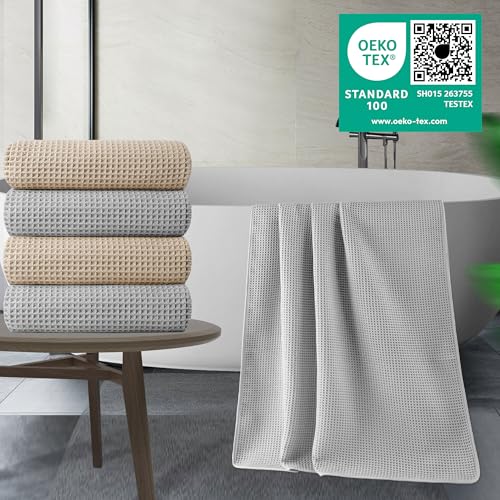 430 GSM Poly Blend Microfiber Quick Dry Waffle Bath Towel (4 Count)