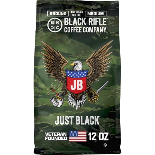 Black Rifle Coffee Medium Roast Ground Coffee Just Black 12 oz (12 Ounce)