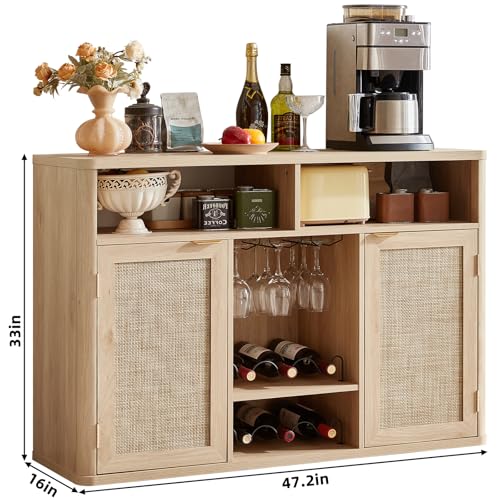 Rattan Wine Bar Cabinet with 2 Doors