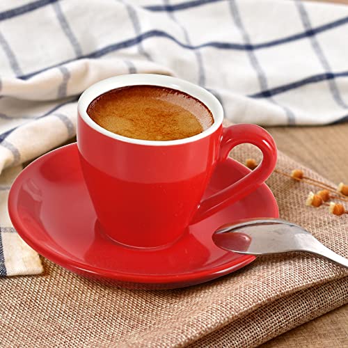 Porcelain Espresso Cup with Saucer And Stainless Steel mini Spoons (7 Count)